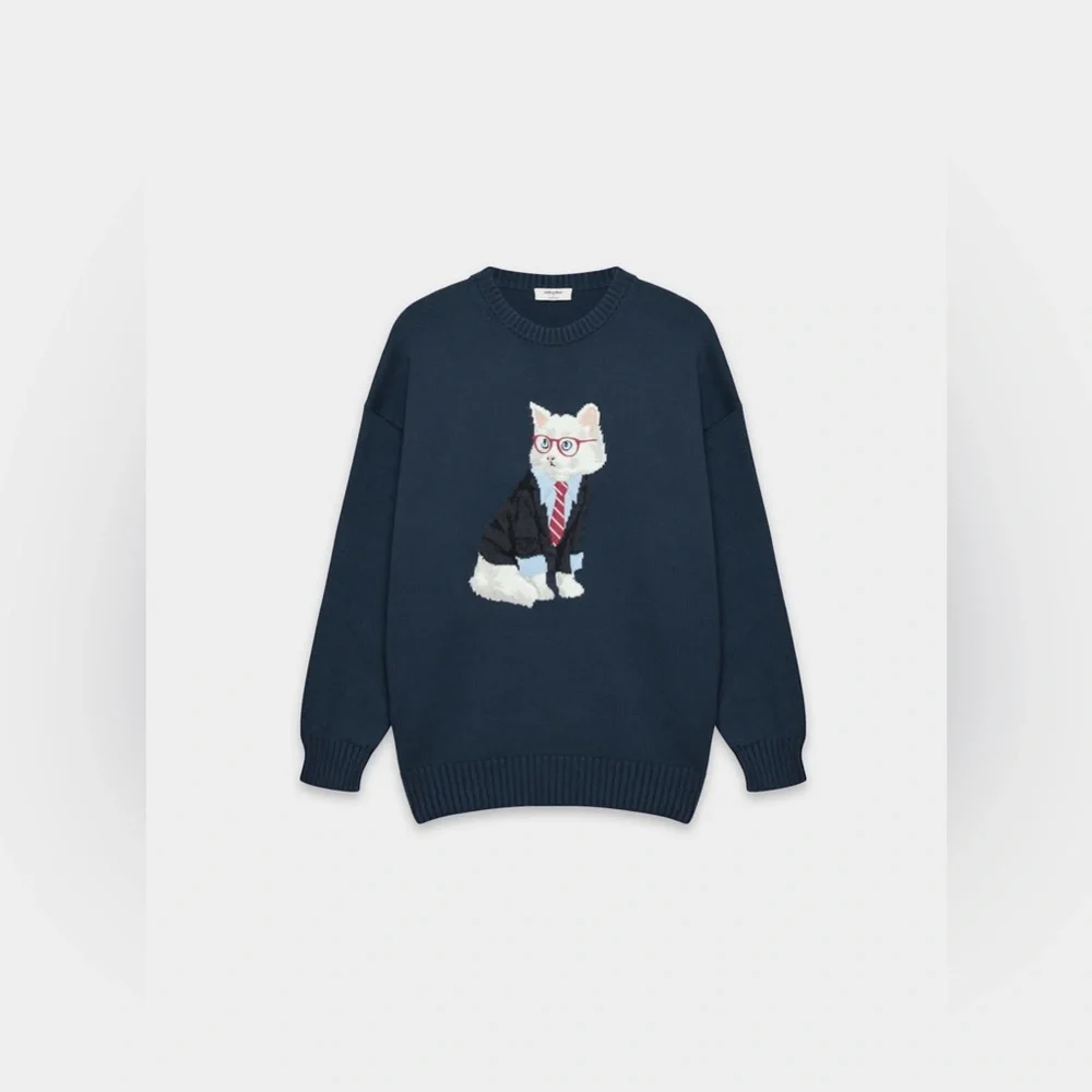NWT - Aritzia Sunday Best Peggy Icon Cat Sweater - XS - Admiral/White - Picture 6 of 7